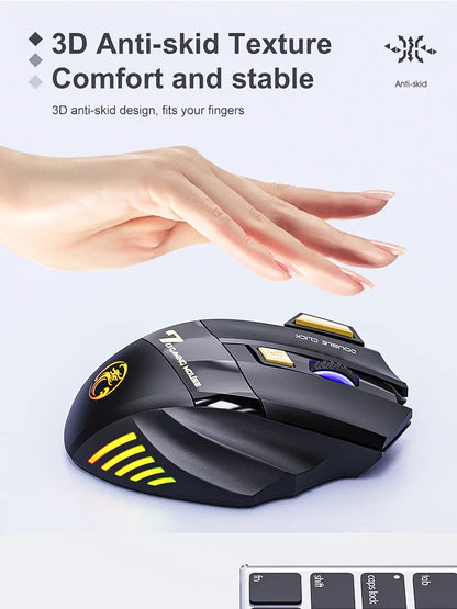 Wireless Gaming Mouse USB IMICE GW-X7 3200DPI Dual Mode Rechargeable 7 Keys 2.4GHz Silent Mouse Bluetooth 7-color Breathing LED