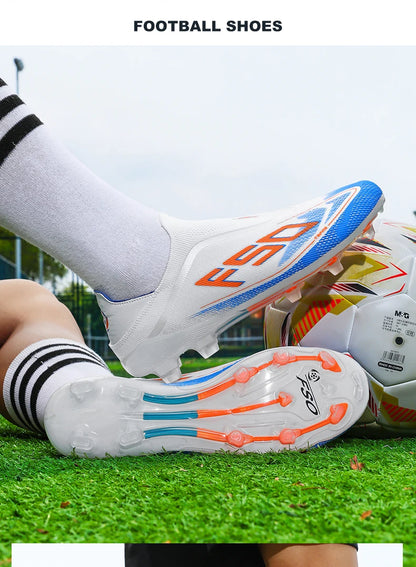 New Men Football Boots Futsal Outdoor Sneakers Match Grass Non-Slip High-quality Soccer Shoes Cleats Hot-selling High-top Light