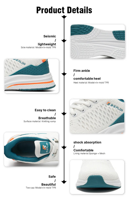 Baasploa Leichte Laufschuhe für Herren – Bequeme Designer-Mesh-Freizeitsneaker für Herren mit Schnürung – Outdoor-Sport- und Tennisschuhe für Herren