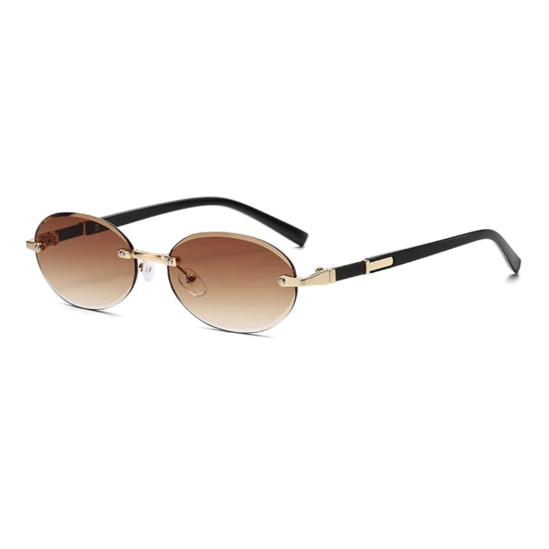 Rimless Sunglasses Oval Fashion Popular Female Male Sunglasses Round Sunglasses Female Male Summer Travel Glasses