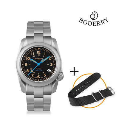 Relógio masculino Boderry Field Watches VOYAGER, caixa em bronze, mecânico automático, 100M impermeável, estilo militar, marca de topo