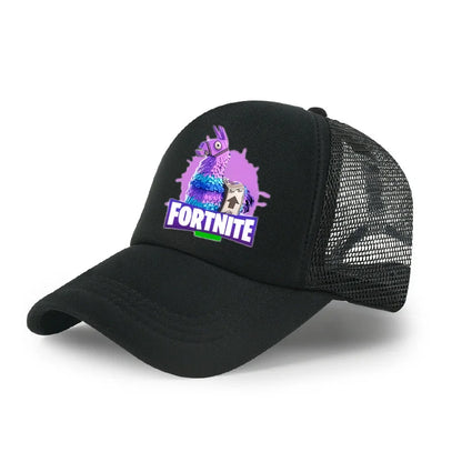 Fortnite-baseballkasket med tegneserieagtigt spilprint til børn, åndbar mesh-sommerkasket med justerbar skygge, fødselsdagsgave til børn