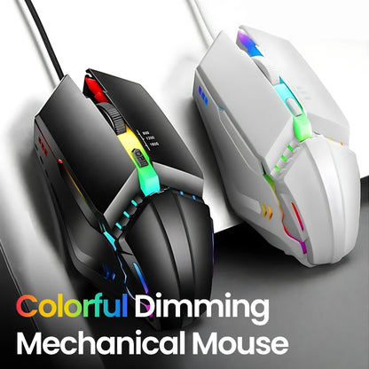 RGB bedrade muis met achtergrondverlichting, mute-knop en USB – bedrade USB-gamingmuis voor desktop-pc, notebook, computer, thuis en kantoor, met lichtgevende LED en 1600DPI