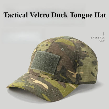 Spring Camo Baseball Cap - Tactical Military Snapback with Hook & Loop Patch Unisex Breathable Sun Hat Outdoor UV Protection