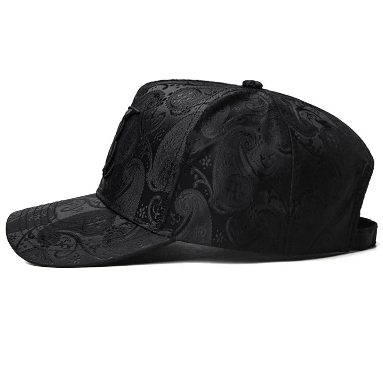 Casquette de baseball haute de mode brodée pour homme, imprimé noix de cajou, casquette décontractée d'extérieur, bordure sur le devant, toutes saisons