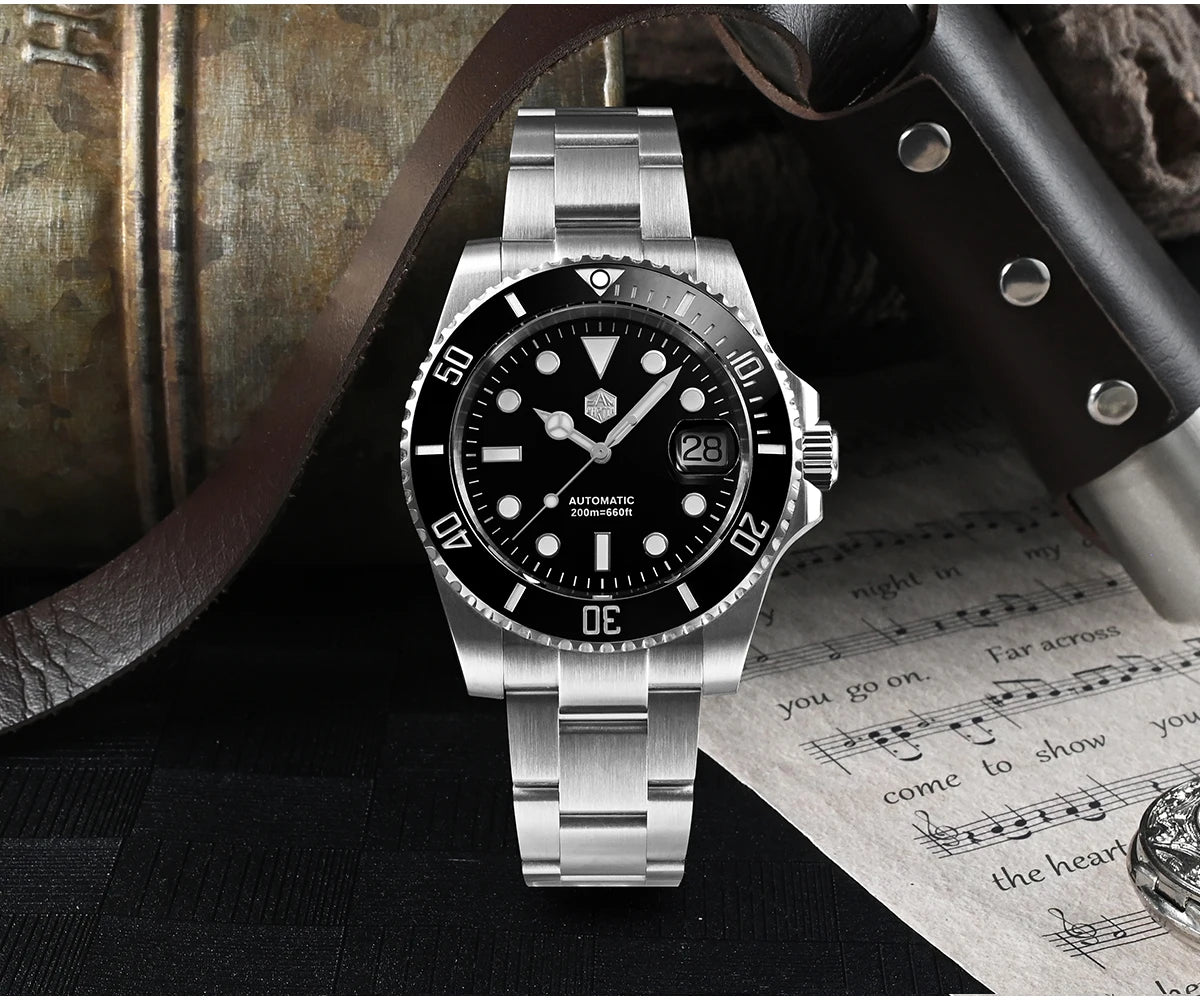 San Martin New 40mm Water Ghost Diver Watch Men Luxury NH35 PT5000 Automatic Mechanical Watch Sapphire Waterproof 200m SN0017