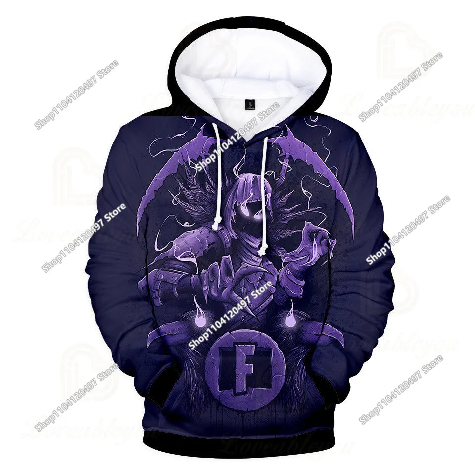 Φούτερ Cosplay Fortnites με κουκούλα, 3D τύπωμα παιχνιδιού, unisex, casual παλτό, anime περιφερειακό kawaii μπουφάν, παιδικά ρούχα, δώρα