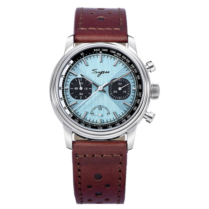Sugess Men's Pilot 1963 Wristwatch ST1906 Chronograph Handwind Movement Domed Sapphire Waterproof Power Reserve Lume V2