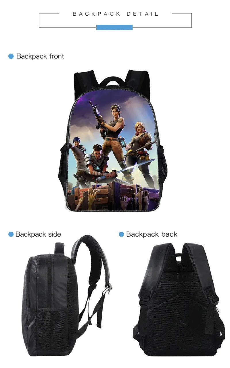 Hot Game Fortnited 3PCS Backpack Set Teenager Student Travel Bag Fortress Night 3D School Knapsack Popular Games Rucksacks