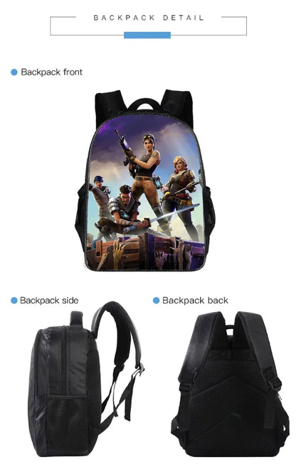 Hot Game Fortnited 3PCS Backpack Set Teenager Student Travel Bag Fortress Night 3D School Knapsack Popular Games Rucksacks
