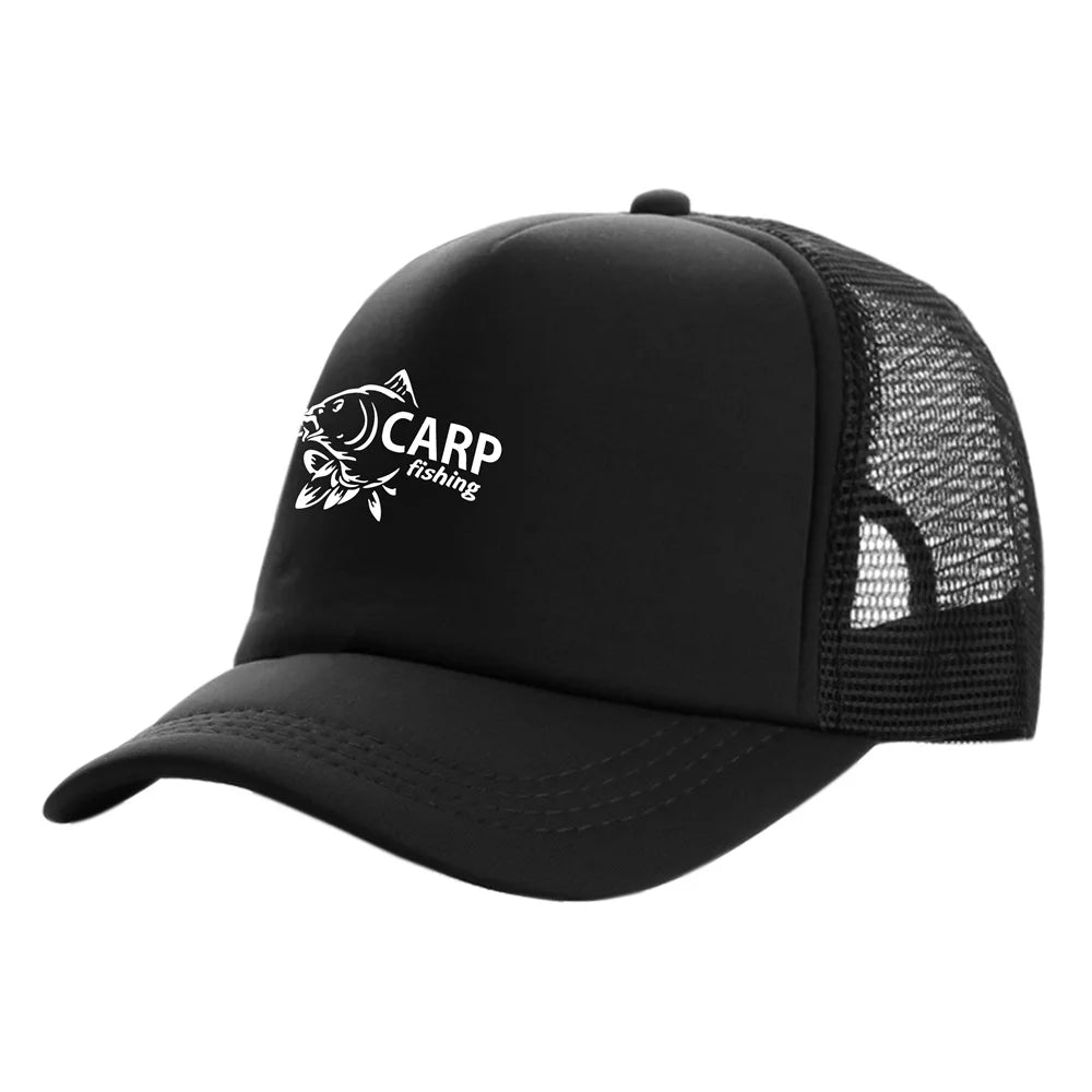 Karpfen-Fischer-Trucker-Caps für Herren – Lustige Angel-Motive – Bedruckte Baseball-Kappe – Coole Sommer-Unisex-Mesh-Kappen MZ-169