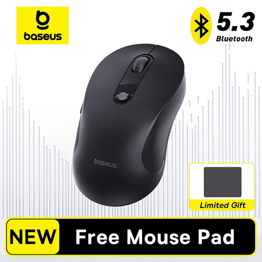 Baseus Wireless Mouse Bluetooth 5.3 Ergonomic Silent Mouse, 2.4GHz Rechargeable Office Mouse with 7 Buttons, Adjustable DPI for Laptop, MacBook, PC & Tablet