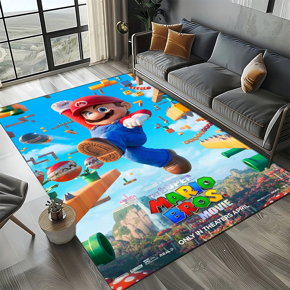 Retro Mario Cartoon  Area Rug,Carpet Rug for Home Living Room Bedroom Sofa Doormat Decor,Kids Play  Floor Mat