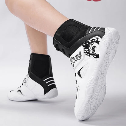 2026 Professional Boxing Shoes Big Size Wrestling Shoes Lightweight Outdoor Male Gym Training Sneakers White Red Man
