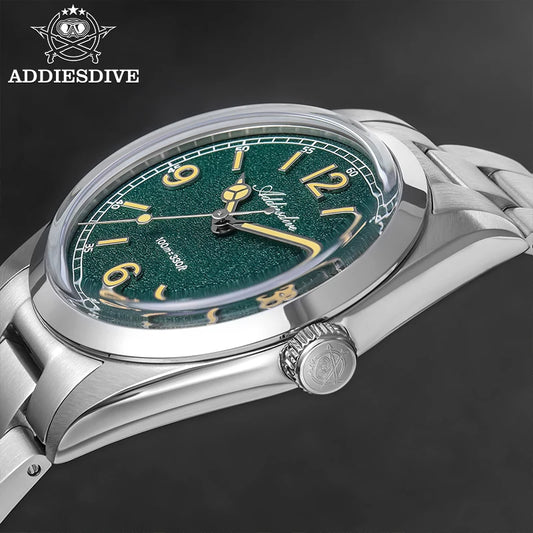 ADDIESDIVE 36mm Hot Sale Men's Watch AD2518 Bubble Mirror Glass 316L Stainless Steel Reloj Hombre 100m Waterproof Quartz Watches