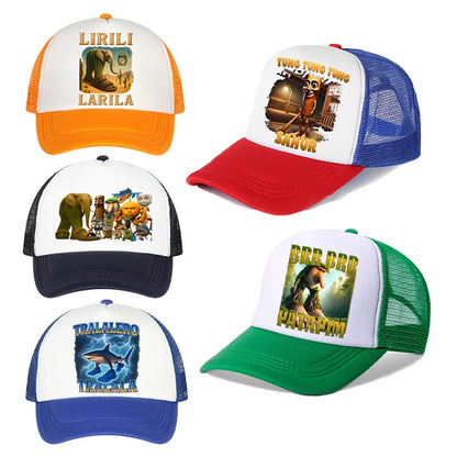 Casquette de baseball italienne Brainrot pour enfants, casquette décontractée pour garçon, chapeaux de sport pour enfants, chapeaux de soleil Tung Sahur Tralalers Shark, bonnet ajustable, cadeau pour homme