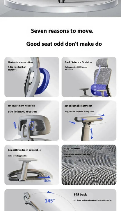 Gaming Chair Office Desk Ergonomic Computer Adjustable Armrests 3D Headrest Chair Lift Chair Back  Can Tilt Back with Foo Pedals