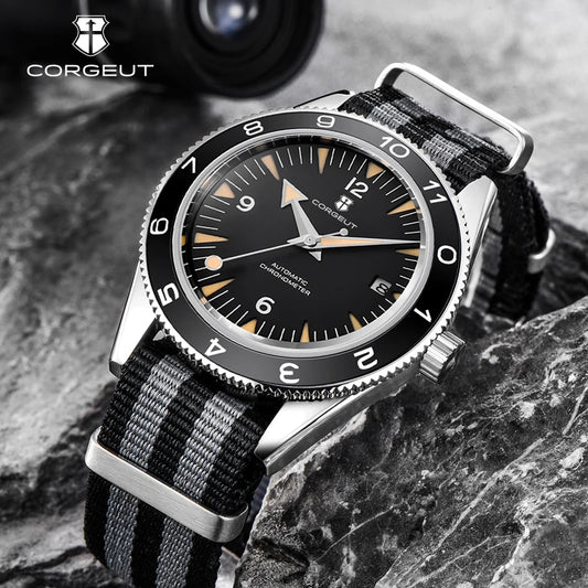 41MM Sapphire Glass 100m Waterproof Japan  Automatic Luminous Mens Watch Nylon Strap