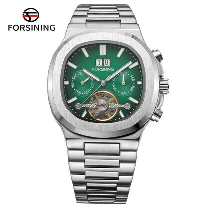 Forsining 481 Military Man Tourbillon Hands Watch Week Date Automatic Mechanical Watches Stainless Steel Clock Relogio Masculino