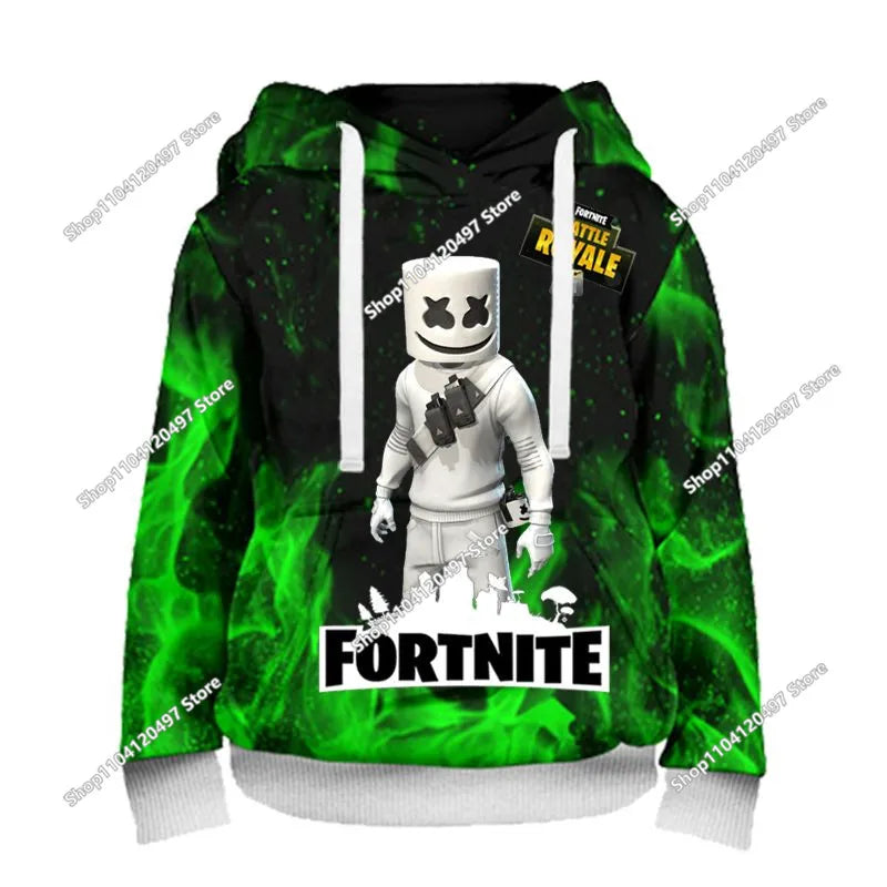 Παιδικές μπλούζες με κουκούλα Fortnite Cartoon, casual φούτερ με κουκούλα για το φθινόπωρο, ανδρικά μαλακά φούτερ με τσέπη, φαρδιές ανδρικές μπλούζες με μακριά μανίκια
