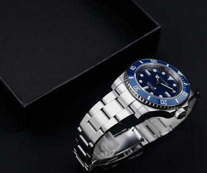 Cronos Sub Diver Men Watch No Date PT5000 Brushed Bracelet Ceramic Bezel 200 meters Water Resistant