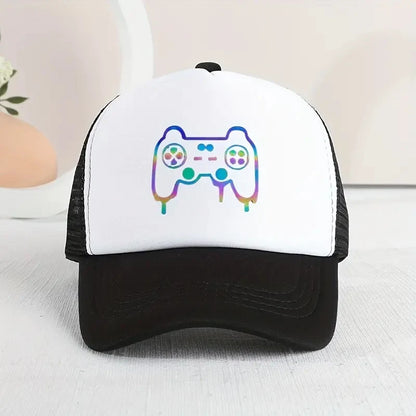 1 Stück Kinder-Baseballkappe mit Sonnenschutz und Gamepad-Muster für Spiele im Freien – lustiger Aufdruck