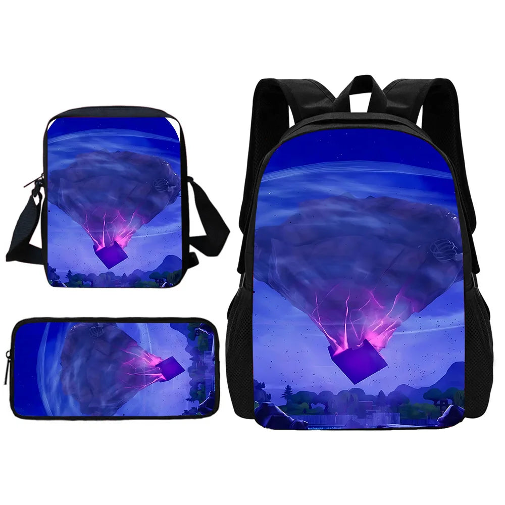 New Game Fortnite Child School Backpack with Shoulder Bag and Pencil Bags, School Bags for Boys and Girls, Best Gift