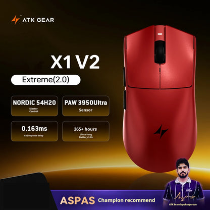 ATK X1 V2 Ultimate 2.0 -hiiri, langaton, Paw3950, ultrakevyt 54g, 750ips, 0.163ms matala viive, 650ips, uusi pelitarvike lahjaksi
