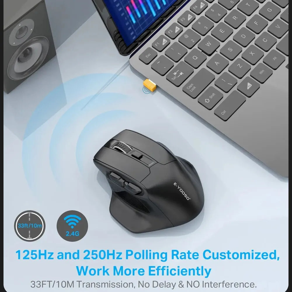 E-YOOSO X-31 Wireless Gaming Mouse 2.4G USB 4800 DPI Ergonomic Gaming Mouse for Large Hands, 5-Button Optical Mouse for PC & Laptop