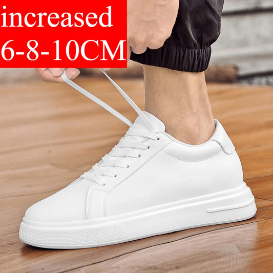 Νέα ανδρικά sneakers elevator shoes με πάτο αύξησης ύψους 6-10CM, ψηλά τακούνια, δερμάτινα αθλητικά παπούτσια για άνδρες
