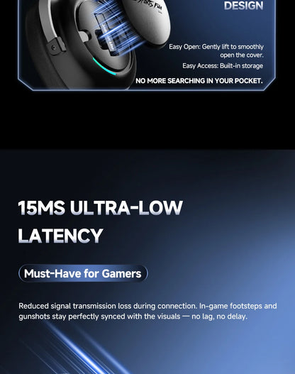 HaaYot Professional Wireless Gaming Bluetooth 6.0 Headset, 7.1 Virtual Surround Sound, Low Latency 15ms for PC, PS5, Mobile, Switch