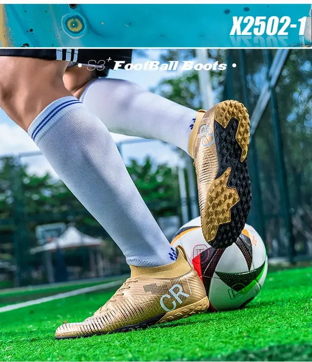 Lasten törmäyssuojatut jalkapallonappikset, nauhakiinnitys, lyhyet liukumattomat nappulat, kulutusta kestävät ja hengittävät ulkopelikengät nurmelle