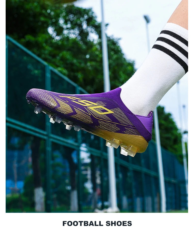 Botas de fútbol para hombre, antideslizantes, para niños, para exterior, zapatillas de fútbol superventas, para partido sobre césped, de alta calidad, con tacos, de caña alta y ligeras