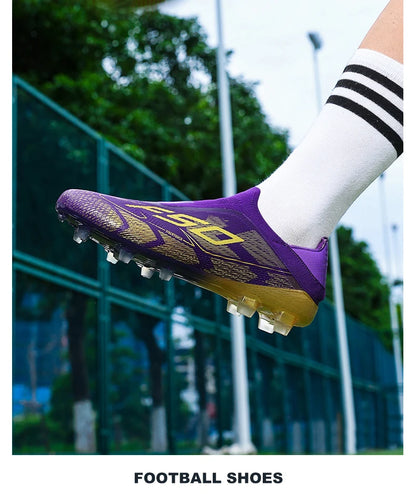 Botas de fútbol para hombre, antideslizantes, para niños, para exterior, zapatillas de fútbol superventas, para partido sobre césped, de alta calidad, con tacos, de caña alta y ligeras