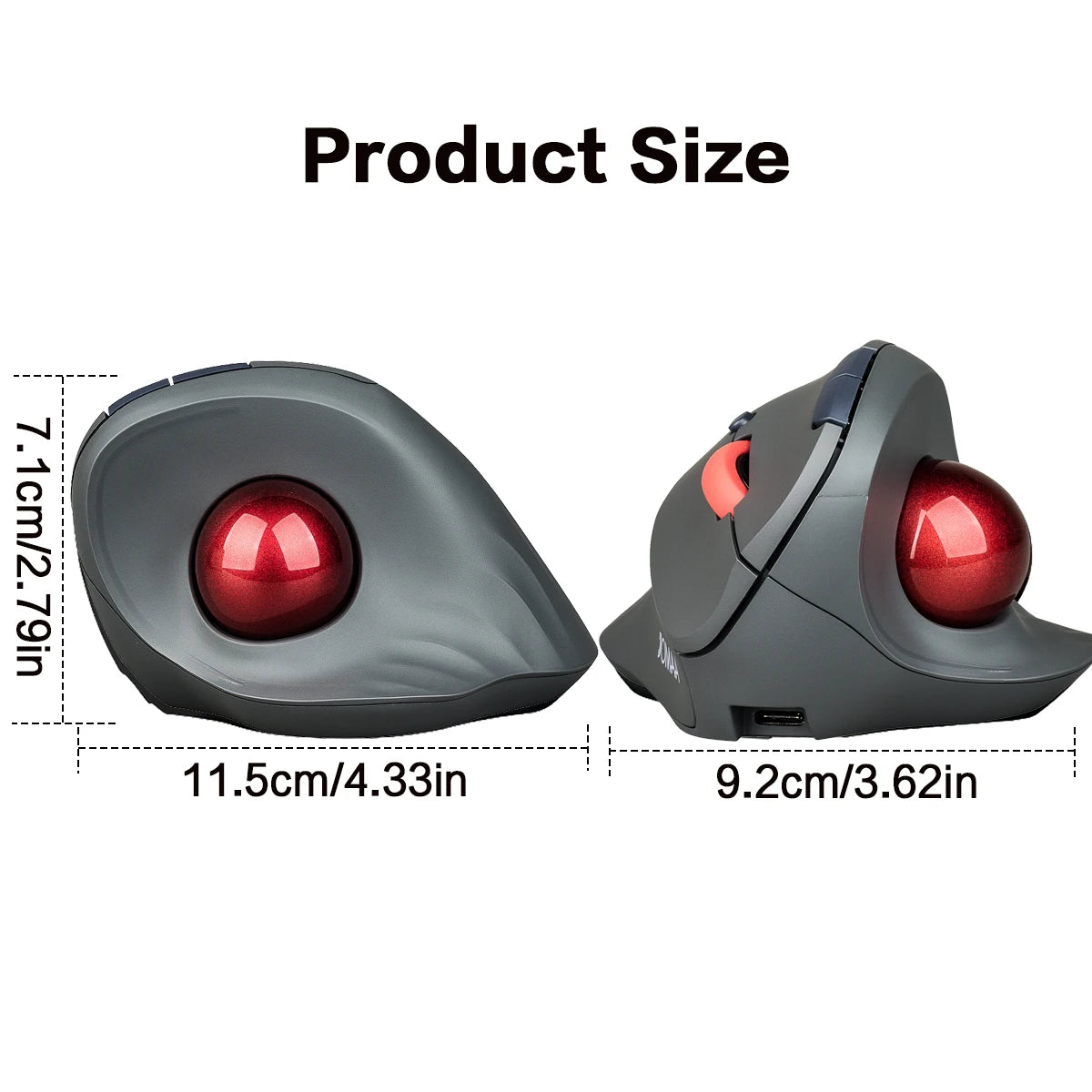 JOMAA langaton pystysuora ladattava trackball-hiiri, ergonominen hiljaisen klikkauksen Rollerball Gaming Mouse Windows-tietokoneelle