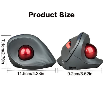 JOMAA langaton pystysuora ladattava trackball-hiiri, ergonominen hiljaisen klikkauksen Rollerball Gaming Mouse Windows-tietokoneelle