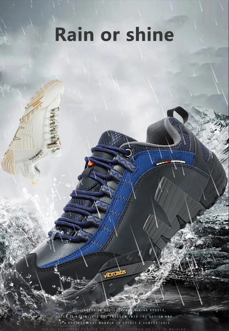 Scarpe da alpinismo da uomo in vera pelle per sport all'aria aperta, antiscivolo, da alpinismo ed escursionismo, scarpe traspiranti da turismo