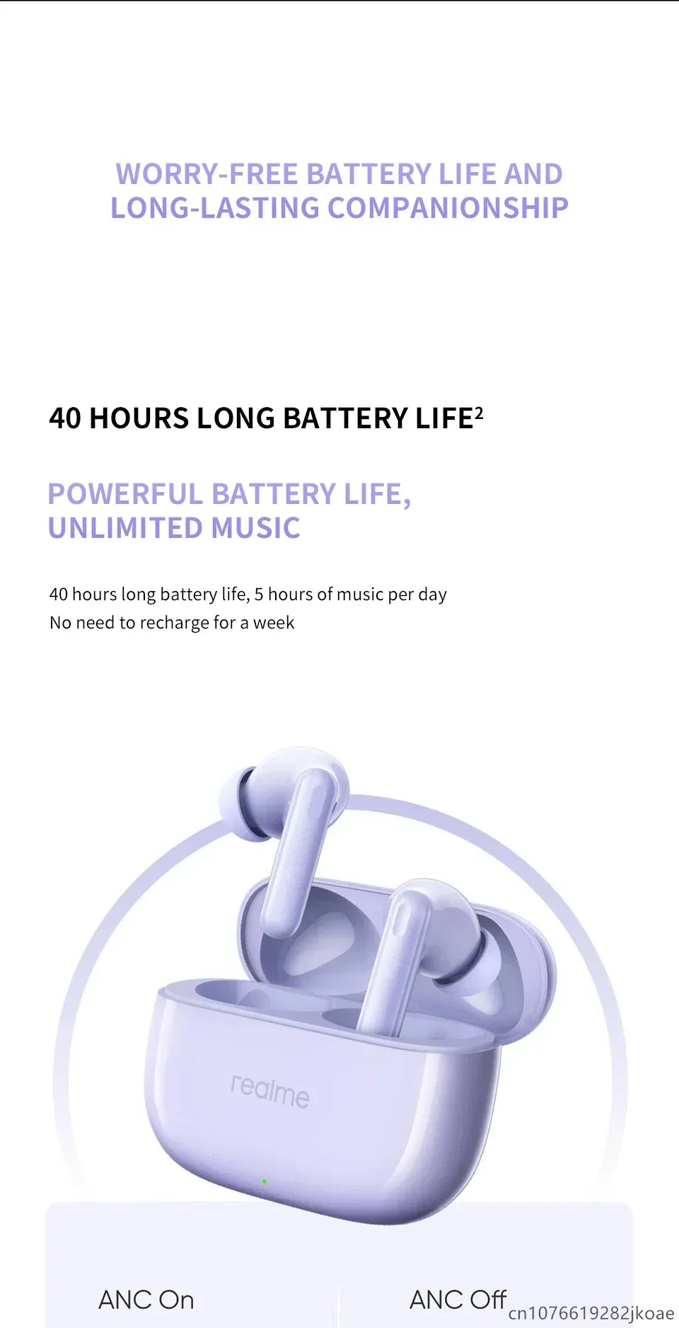 realme Buds T310 Wireless Earbuds Bluetooth 5.4 – 46dB Active Noise Cancelling HiFi Earphones with Deep Bass & Long Battery Life