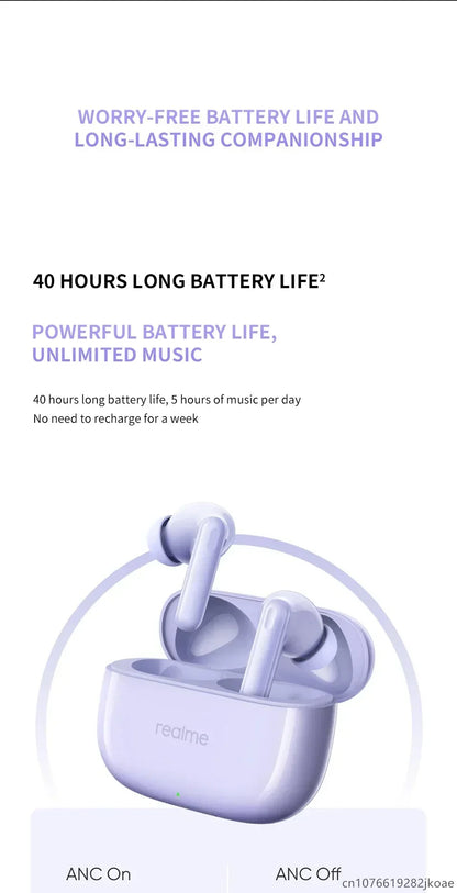 realme Buds T310 Wireless Earbuds Bluetooth 5.4 – 46dB Active Noise Cancelling HiFi Earphones with Deep Bass & Long Battery Life