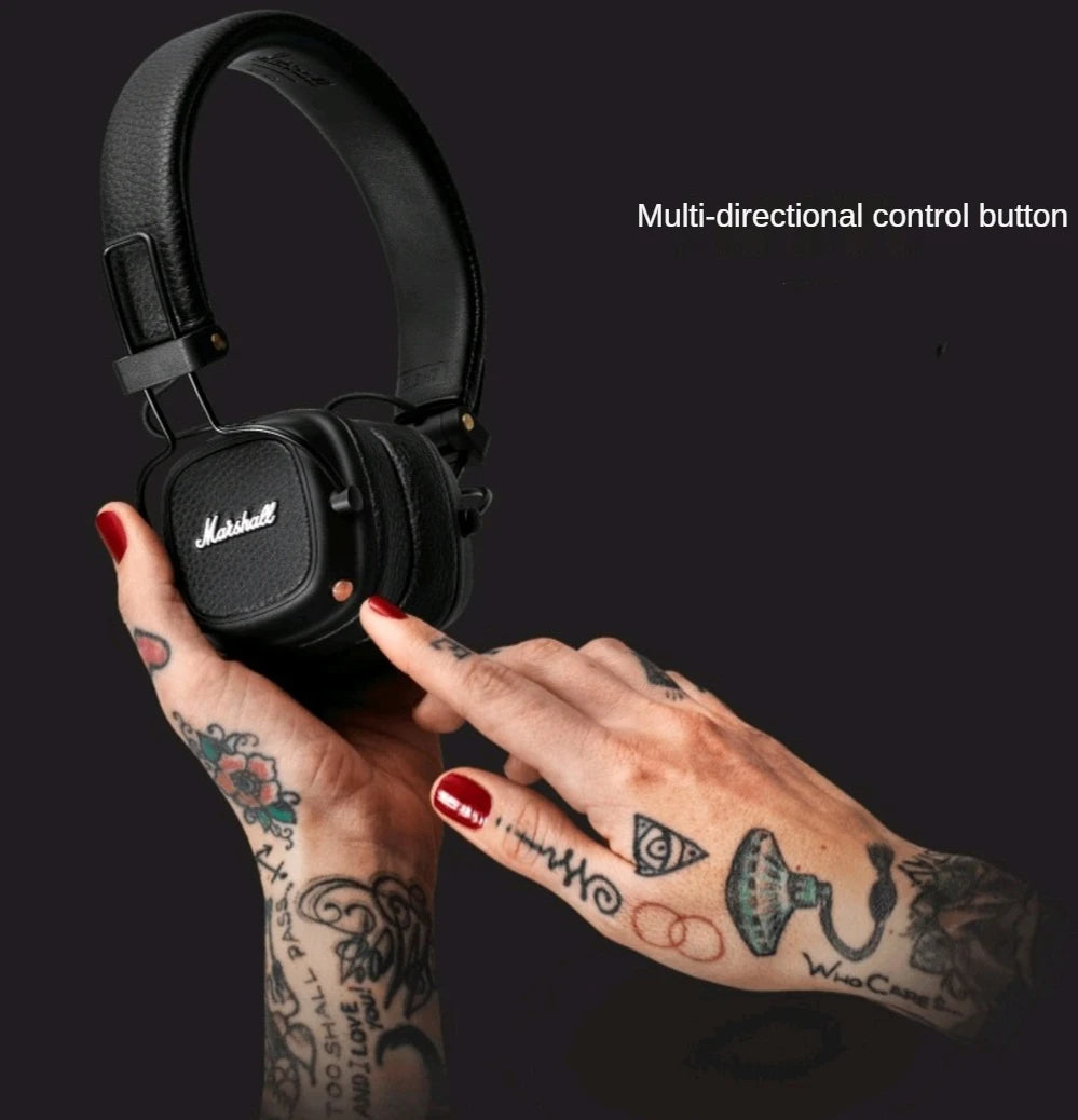 Marshall Major III Wireless Bluetooth Headphones – Deep Bass, Noise Cancelling, Foldable Over-Ear Headset with Microphone