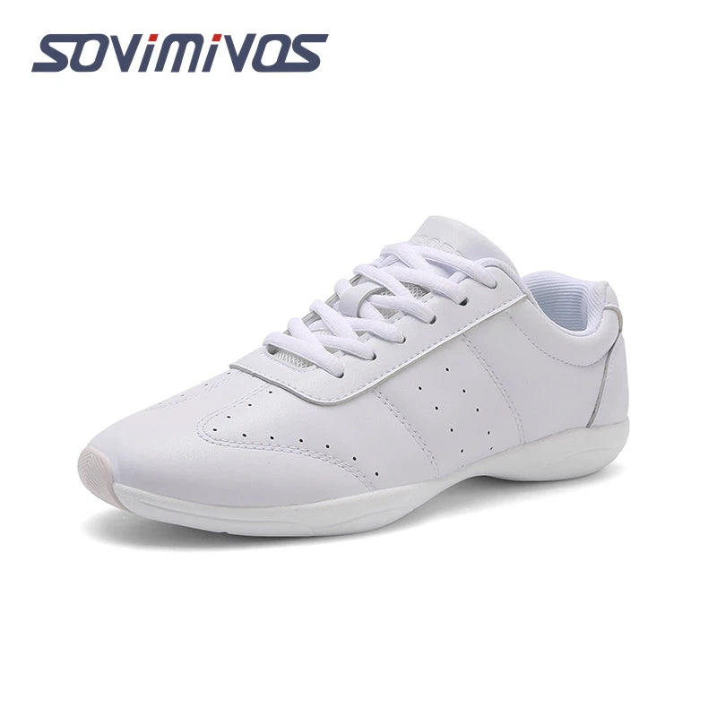 Zapatillas de baile para mujer, zapatillas deportivas planas y ligeras, zapatillas de gimnasia aeróbica de competición, zapatillas deportivas para fitness, zapatillas de baile blancas.