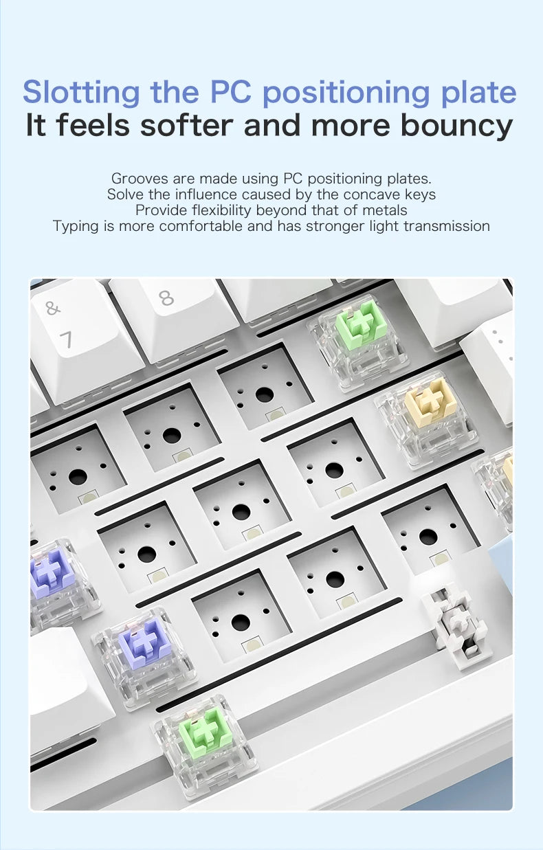 F75 Mechanical Keyboard FREEWOLF 81 Keys Layout Metal Knobs PBT Keycaps, Fully Hot-swappable Keys RGB Multi-color Backlighting