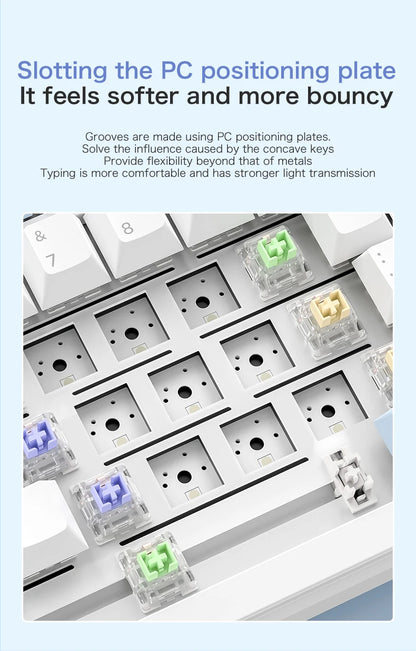 F75 Mechanical Keyboard FREEWOLF 81 Keys Layout Metal Knobs PBT Keycaps, Fully Hot-swappable Keys RGB Multi-color Backlighting