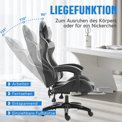 Ergonomic Gaming Chair, Office Chair, Height Adjustable, PU Leather Computer Chair, with Headrest and Lumbar Support, 360° Swivel
