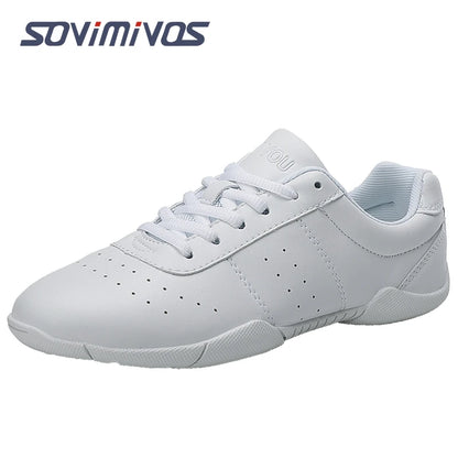 Zapatillas de baile para mujer, zapatillas deportivas planas y ligeras, zapatillas de gimnasia aeróbica de competición, zapatillas deportivas para fitness, zapatillas de baile blancas.