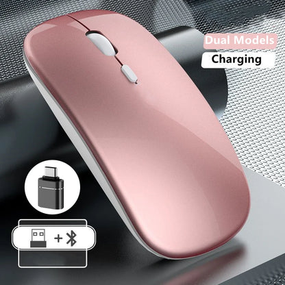 Wireless Mouse Rechargeable Dual Modes Bluetooth-compatible 2.4G USB Computer Mice For Laptop iPad Tablet Notebook Gaming Mouse