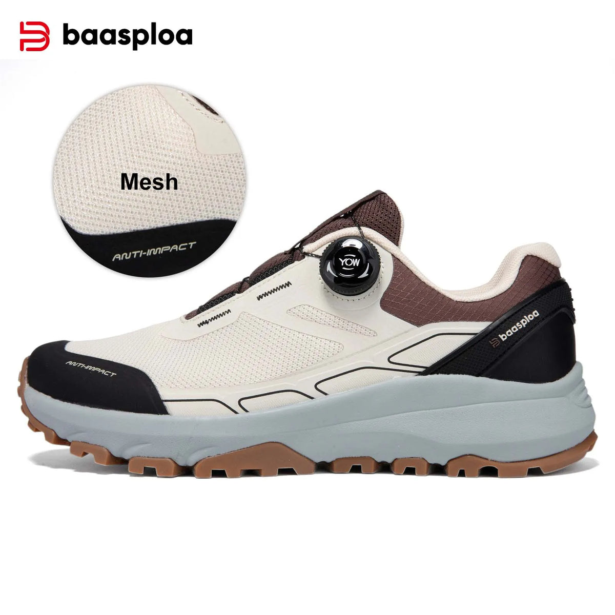 Baasploa Men Hiking Shoes Outdoor Climbing Mesh Breathable Travel Walking Shoes Male Non-Slip Wear Resistant Comfortable Sneaker