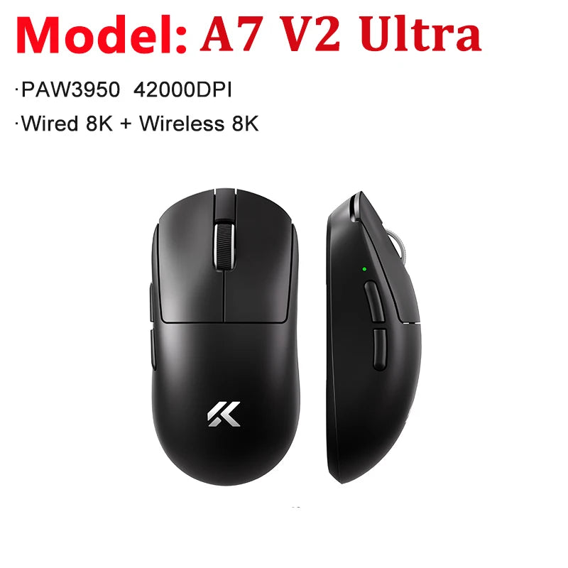 MCHOSE A7 V2 Ultra / Pro ľahká bezdrôtová herná myš s duálnou frekvenciou 8000Hz, PAW3950 TI, 42000DPI, pre PC a e-športových hráčov
