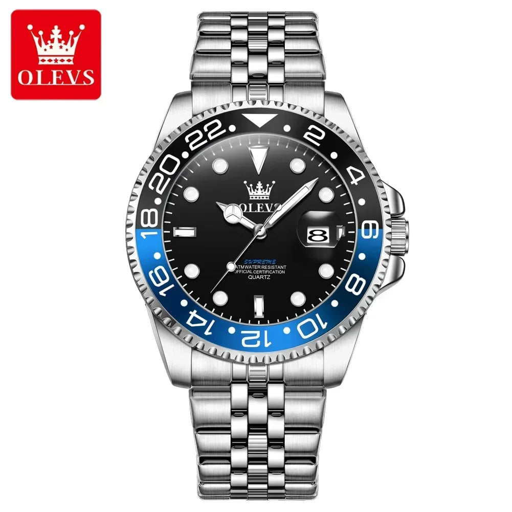 OLEVS 5657 New Mens Watch Original Stainless Steel Date Quartz Watch 30 M Waterproof Luminous Sports Man For Watches Gifts Reloj