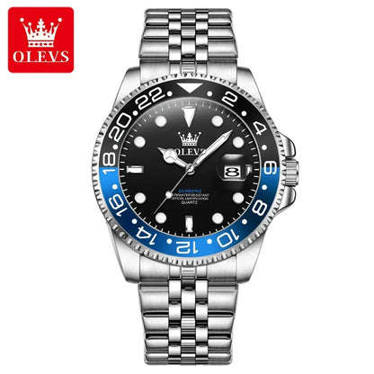 OLEVS 5657 New Mens Watch Original Stainless Steel Date Quartz Watch 30 M Waterproof Luminous Sports Man For Watches Gifts Reloj